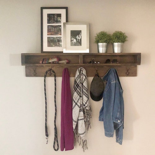 Natalie Wood Rustic Industrial Coat Hook Coat Rack/shelf Combo Etsy