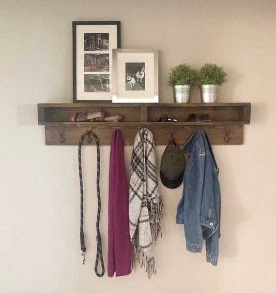 Natalie Wood Rustic Industrial Coat Hook Coat Rack/shelf Combo 46W