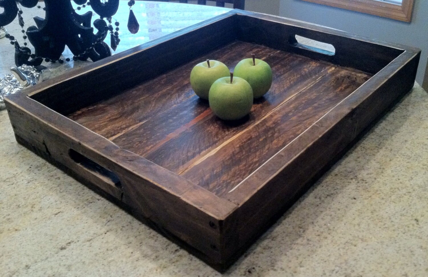 Aimee Large Wood Ottoman Tray Pallet wood tray Ottoman tray Etsy