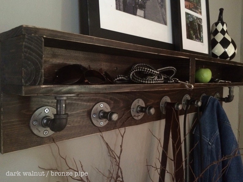Naomi Wood Rustic Industrial Pipe Coat Rack/shelf Combo 46W X Etsy