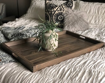 Noah Extra Large Wood Ottoman Tray / Oversized Ottoman Tray / Handcrafted Wooden Ottoman Tray / Serving Tray