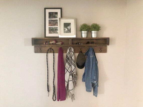 Natalie Wood Rustic Industrial Coat Hook Rack Shelf Combo 46w X 5 5d 10h - Wall Hook Rack With Shelf Natalie Wood Rustic Industrial Coat Hook Rack Shelf Combo 46w X 5 5d 10h - Wall Hook Rack With Shelf