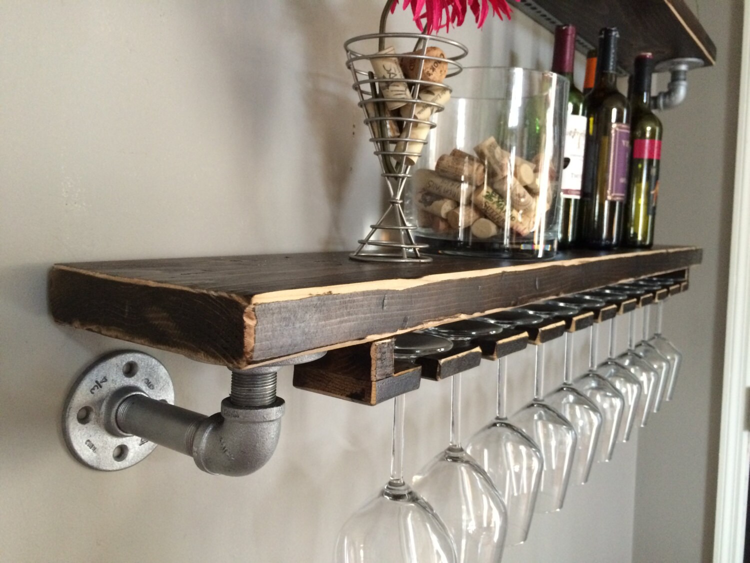 Busing Stemware Shelf // Solid Wood Shelf // Modern Rustic // Etsy