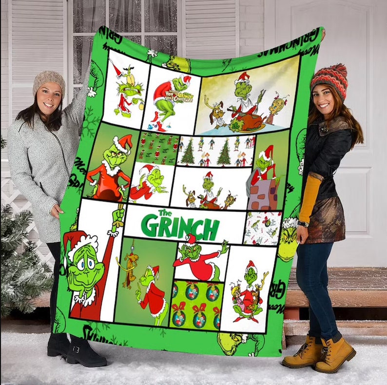 The Grinch Blanket Grinch Throw Blanket Grinch Minky image 0