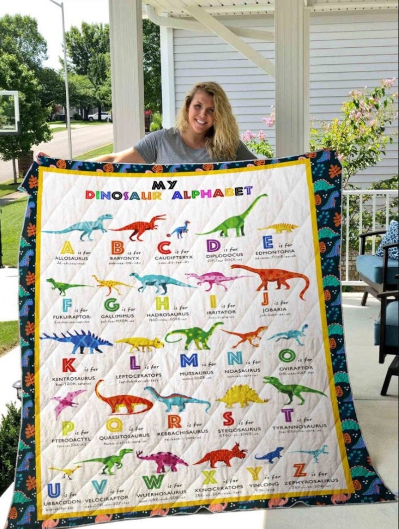 Personalized My Dinosaur Alphabet Blanket Dinosaur Blanket image 0