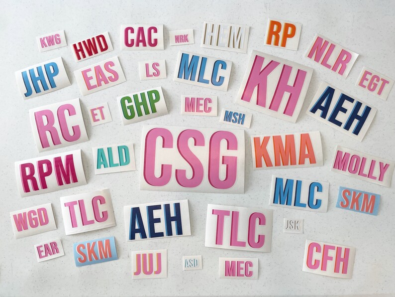 Doublelayer Vinyl Monogram Decal Shadow Block Monogram Etsy
