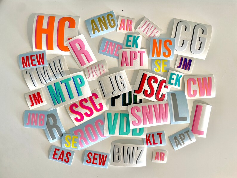Doublelayer Vinyl Monogram Decal Shadow Block Monogram Etsy