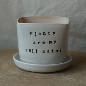 Desktop planter plants are my soil-mates Handmade Stoneware planterSucculent Planter perfect gift for a plant lover image 4