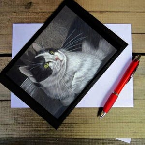 carte de voeux chat noir et blanc, carte de voeux chat smoking, taille a5, carte de voeux chat, carte d'anniversaire chat, carte personnalisée, carte d'amoureux des chats