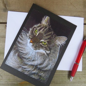 Cat birthday card, Cat lovers card,fluffy Cat card, Black cat card ,Maine coon card,Black and white cat card ,Cat and moon ,Ragdoll cat card