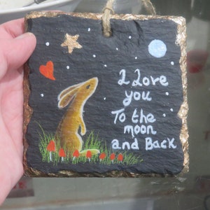 Hare and Moon Paintinghare and Moon Wall Hanging i Love You - Etsy
