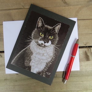 carte de voeux chat noir et blanc, carte de voeux chat smoking, taille a5, carte de voeux chat, carte d'anniversaire chat, carte personnalisée, carte d'amoureux des chats