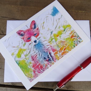 carte de voeux renard, carte de voeux originale renard, carte de voeux mignonne renard, carte renard abstrait, carte de voeux personnalisée, carte d'anniversaire, taille a5