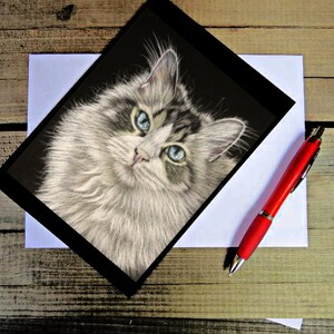 Carte de chat ragdoll, carte d'anniversaire de chat, carte d'amoureux des chats, carte de chat duveteuse, carte de chat noir, carte de Maine coon, carte de chat noir et blanc, chat et lune