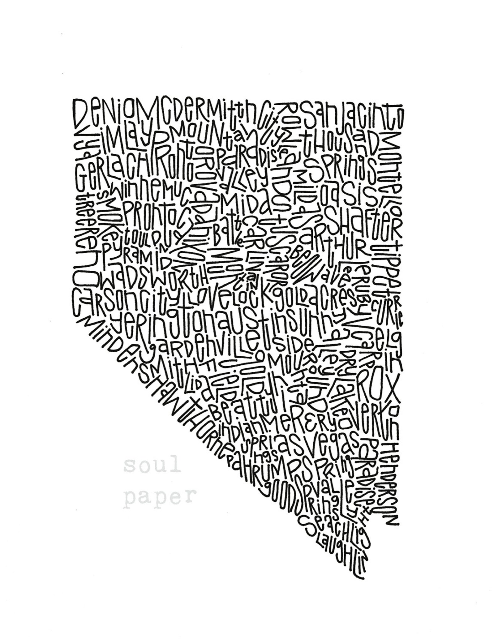 Nevada Map Nevada Art Nevada Wall Art Nevada Illustration - Etsy