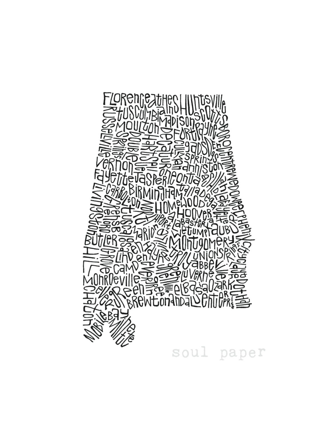 Alabama Map Alabama Map Print State Road Map Print AL USA - Etsy