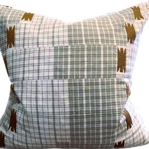 Embroidered Handwoven Checked Pillow Cover