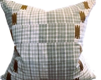 Embroidered Handwoven Checked Pillow Cover