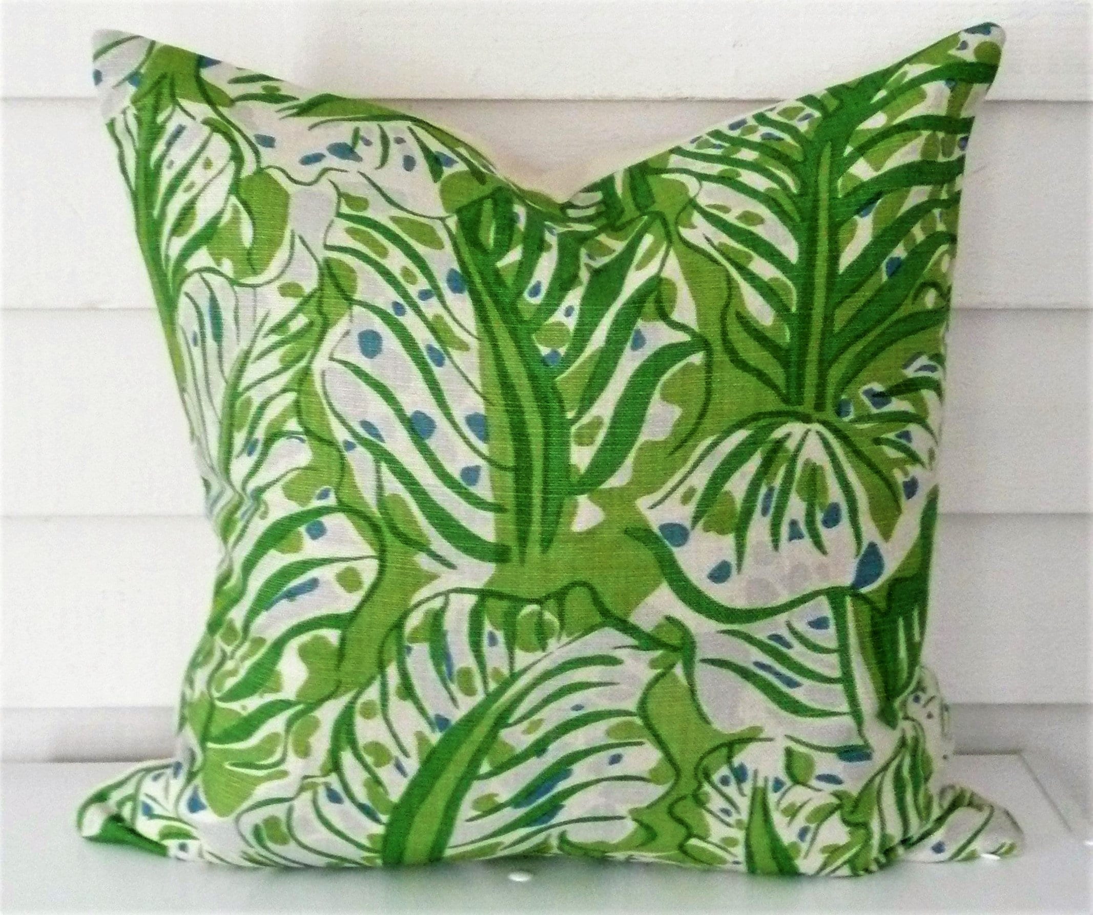 Green Primitive Print Throw Pillow Covers, 18x18