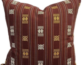 Lark Embroidered Striped Pillow Cover in Current