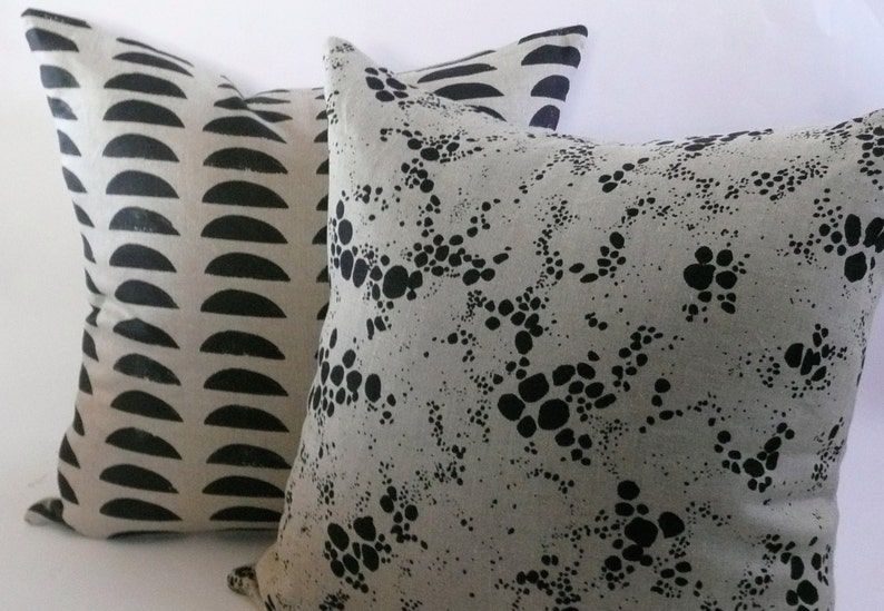 Spots Pillow Cover in Black on Natural Etsy