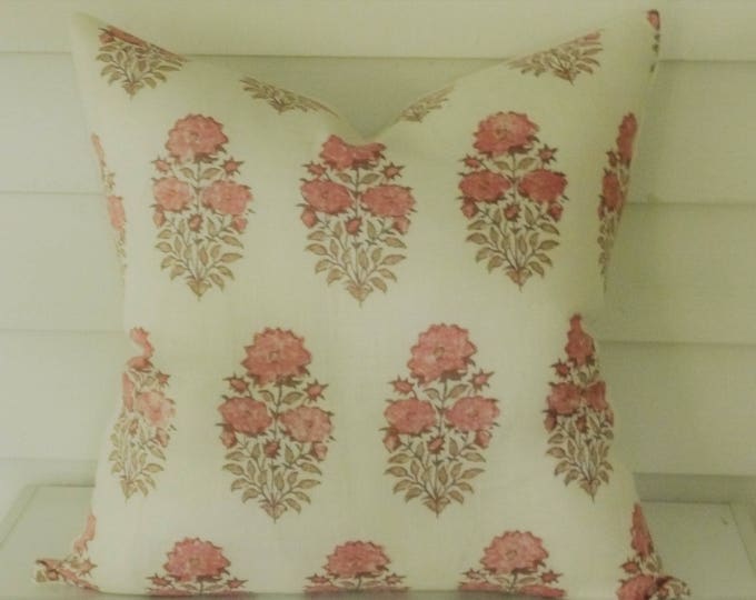 Mughal Flower Pillow Cover in Coral Etsy