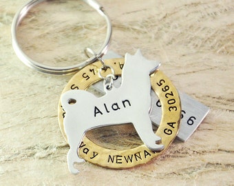 Akita dog tag personalized dog tag 3 piece Pet tag Pet Id Tag Hand stamped custom Made with your Pets Name/phone number