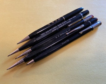 Lot of 5 Black Mechanical Pencils, vintage, working