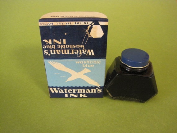 SHRINPMAN’s INK. Vintage Waterman's Washable Blue Fountain Pen Ink With Pre