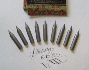 Webster's New Amalgam, Warranted Non Corrosive Dip Pen Nibs No