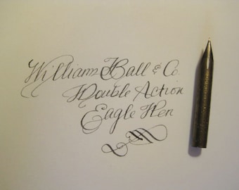 Lot of 3 Antique, Tubular, Double Action Dip Pen Nibs - calligraphy - William Ball & Co., Eagle Pen - Spencerian writing, flex