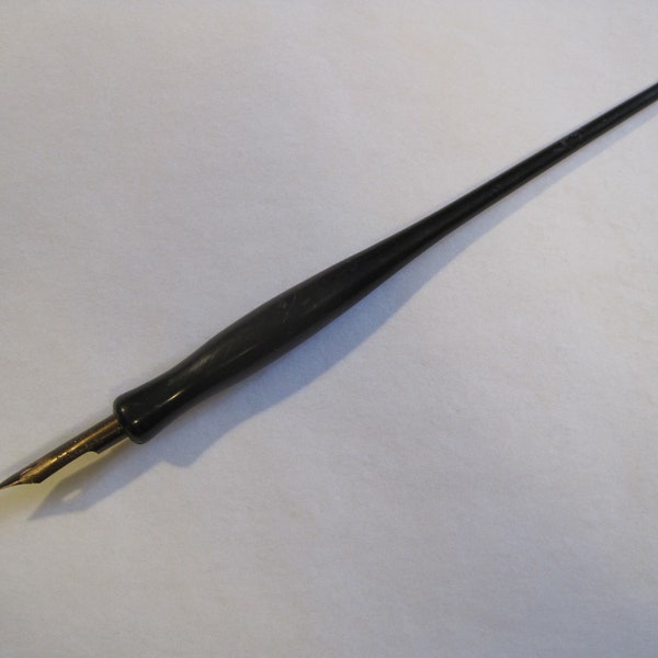 Fine Flex Dip Pen, Antique William Ball Nib in a Black Plastic Holder, Spencerian writing, calligraphy