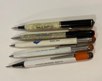Lot of 5 White Vintage Mechanical Pencils