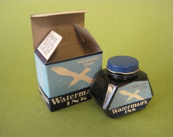 Vintage Waterman's Washable Blue Fountain Pen Ink with Pre-1947 Label