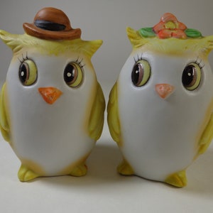 Vintage Owl Couple Salt And Pepper Shakers, Ceramic Salt And Pepper Figurines, Country Shabby Chic Decor Rustic Farmhouse Dinnerware