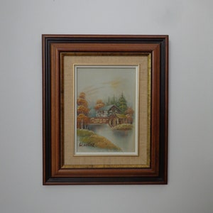 Vintage Water Mill House Landscape  Original Oil Painting, Signed W. Zeller Oil Painting, Wooden Framed Wall Hanging, Mid Century Fine Art