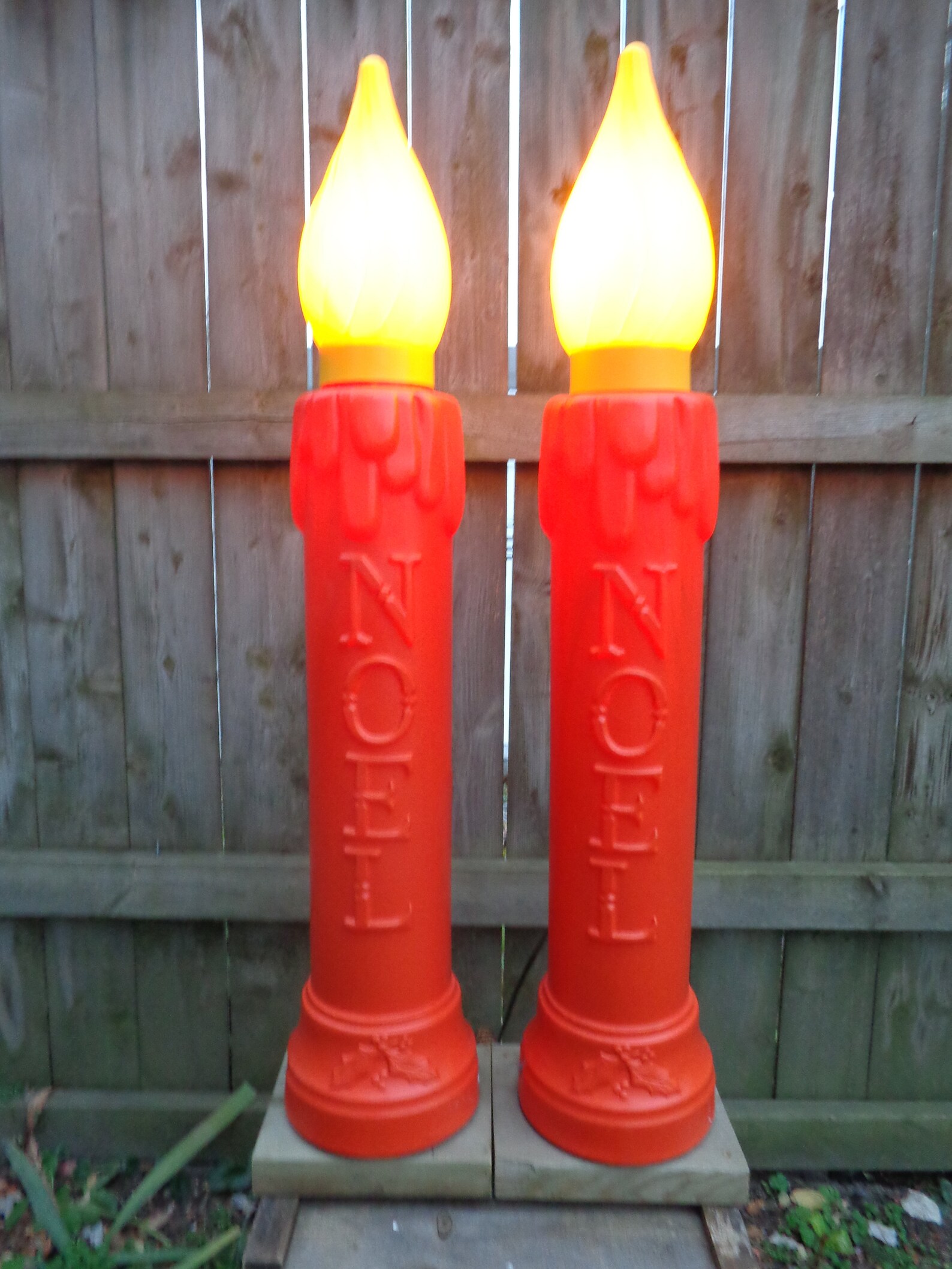 Pair Of Vintage Christmas Large Blow Mold Candles Light Up Etsy