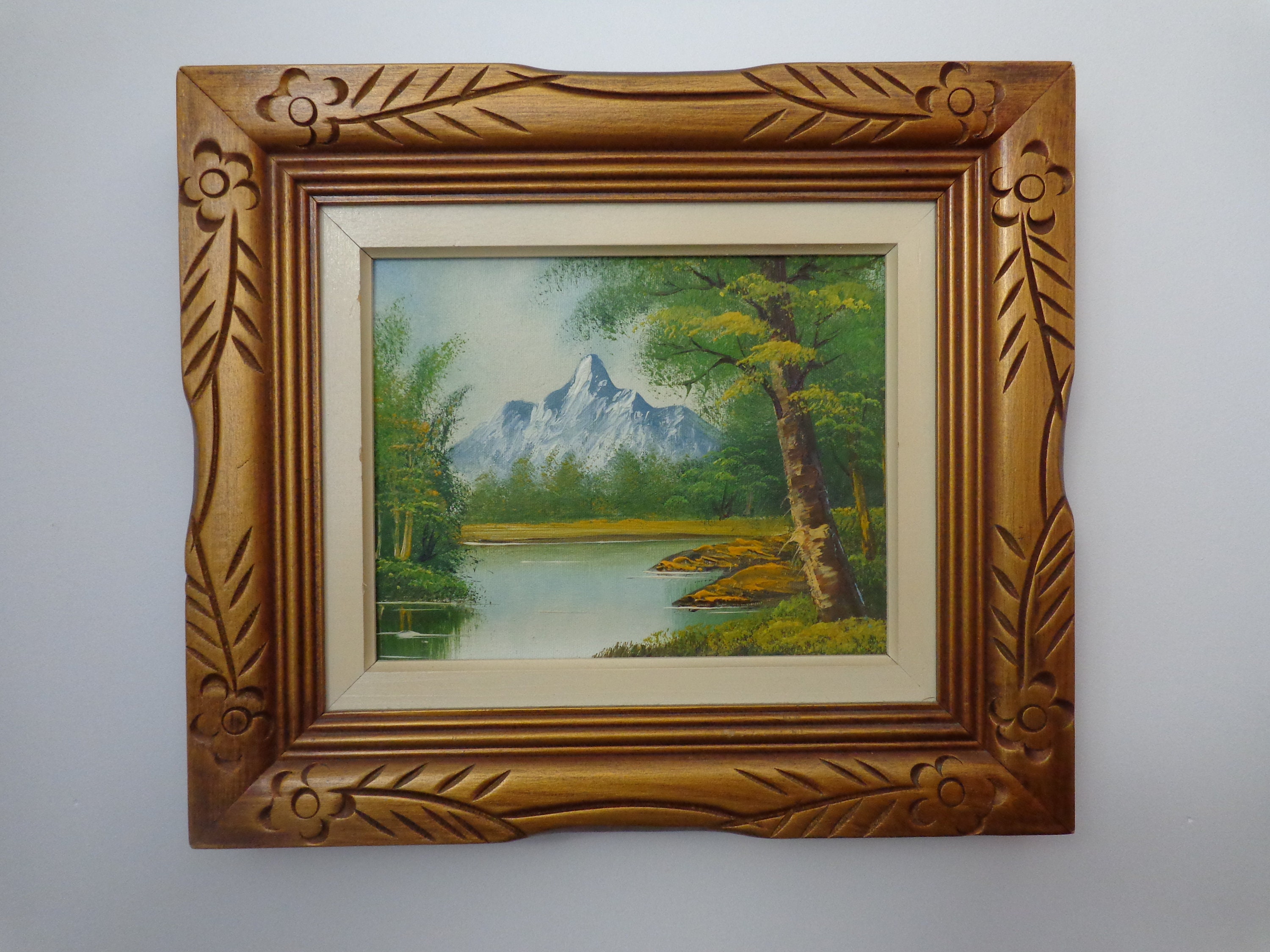 Vintage Mountain & Lake Landscape Original Oil Painting, Nature Oil ...