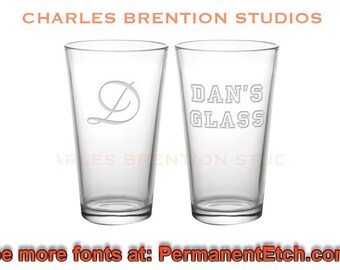 SET of 2 - 16oz. Libbey Custom Pint Glasses with personalization