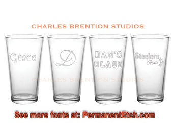 SET of 4 - 16oz. Libbey Custom Pint Glasses with personalization
