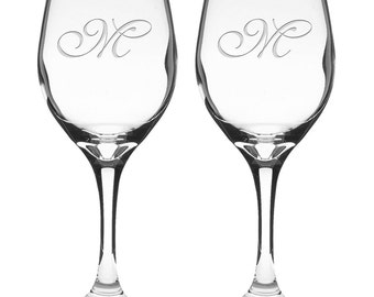 Personalized Etched 20oz USA Wine Glasses - SET 2