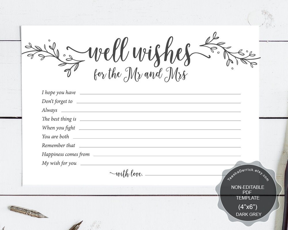 Well wishes for the Mr and Mrs printable PDF template Instant | Etsy