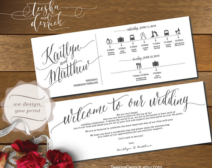 Printable Wedding Timeline Card Design t0191 Wedding - Etsy