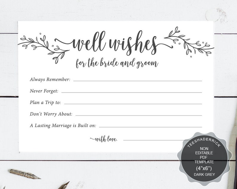 Well Wishes For The Bride And Groom Printable Pdf Graphic Etsy
