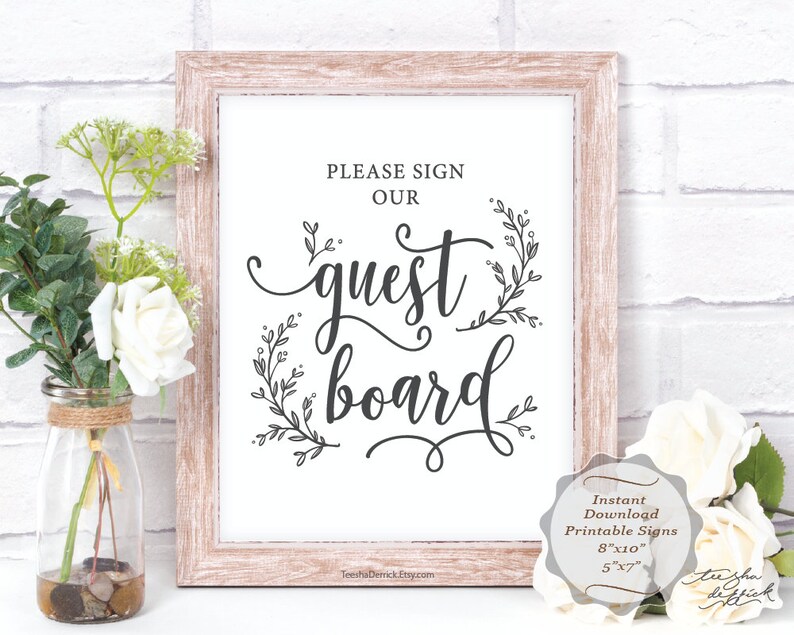 Wedding guest board sign printable PDF template instant Etsy