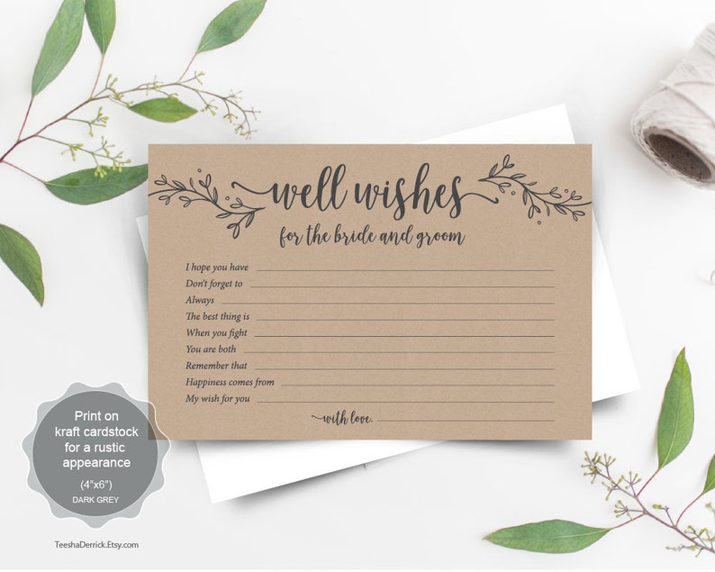 Well Wishes For The Bride And Groom Printable Pdf Template Etsy