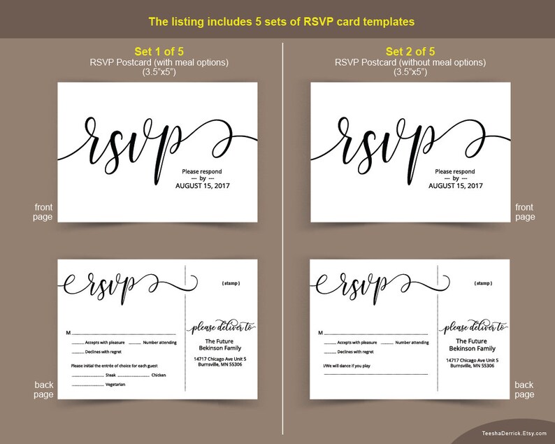 Template For Rsvp Cards For Wedding