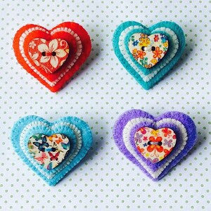 Heart Button Brooch PDF Sewing Pattern, Felt Crafts, Jewellery Pattern, Easy to Sew, Instant Download image 8