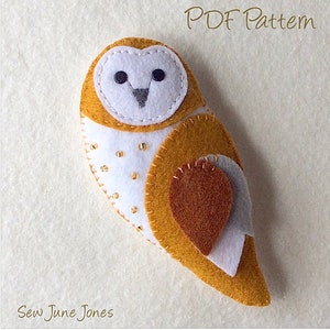 Barn Owl PDF Sewing Pattern- Felt Crafts - Instant Download - Easy to Sew