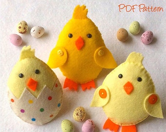 Easter Chick PDF Sewing Pattern - Chick Ornaments- Instant Download - Easy to Sew